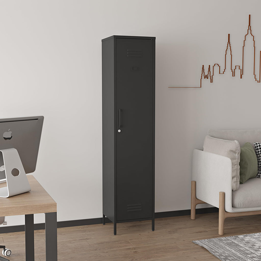 2 Door Steel Accent Cabinet,Black Metal Storage Cabinet with Adjustable Shelf,2-Tier Office Cabinet,Multipurpose Metal Locker Storage Cabinet for Office Home,Music Studio