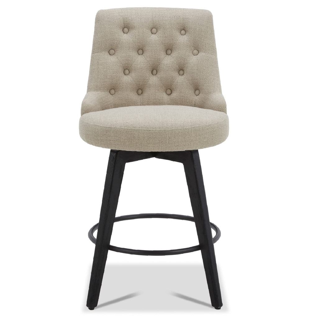Watson & Whitely Counter Height Bar Stools, Performance Fabric Upholstered Modern Swivel Barstool with Back, Solid Wood Legs, 26" H Seat, Flint Grey