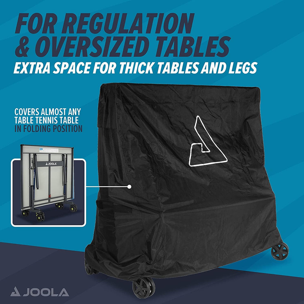 JOOLA Outdoor Ping Pong Table Cover Fits Both Folding & Flat Tables - Heavy Duty Waterproof Cover w/ PVC Coating - Dual Function, Fits 9x5 Tables in Upright or Down Positions - Inside & Outside