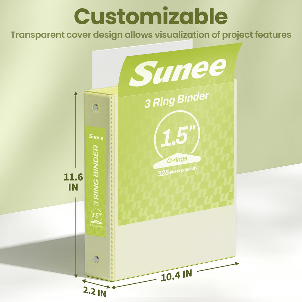 SUNEE 3 Ring Binder 1/2 Inch 1 Pack, Clear View Binder Three Ring PVC-Free (Fit 8.5x11 Inches) for School or Office Supplies, Black