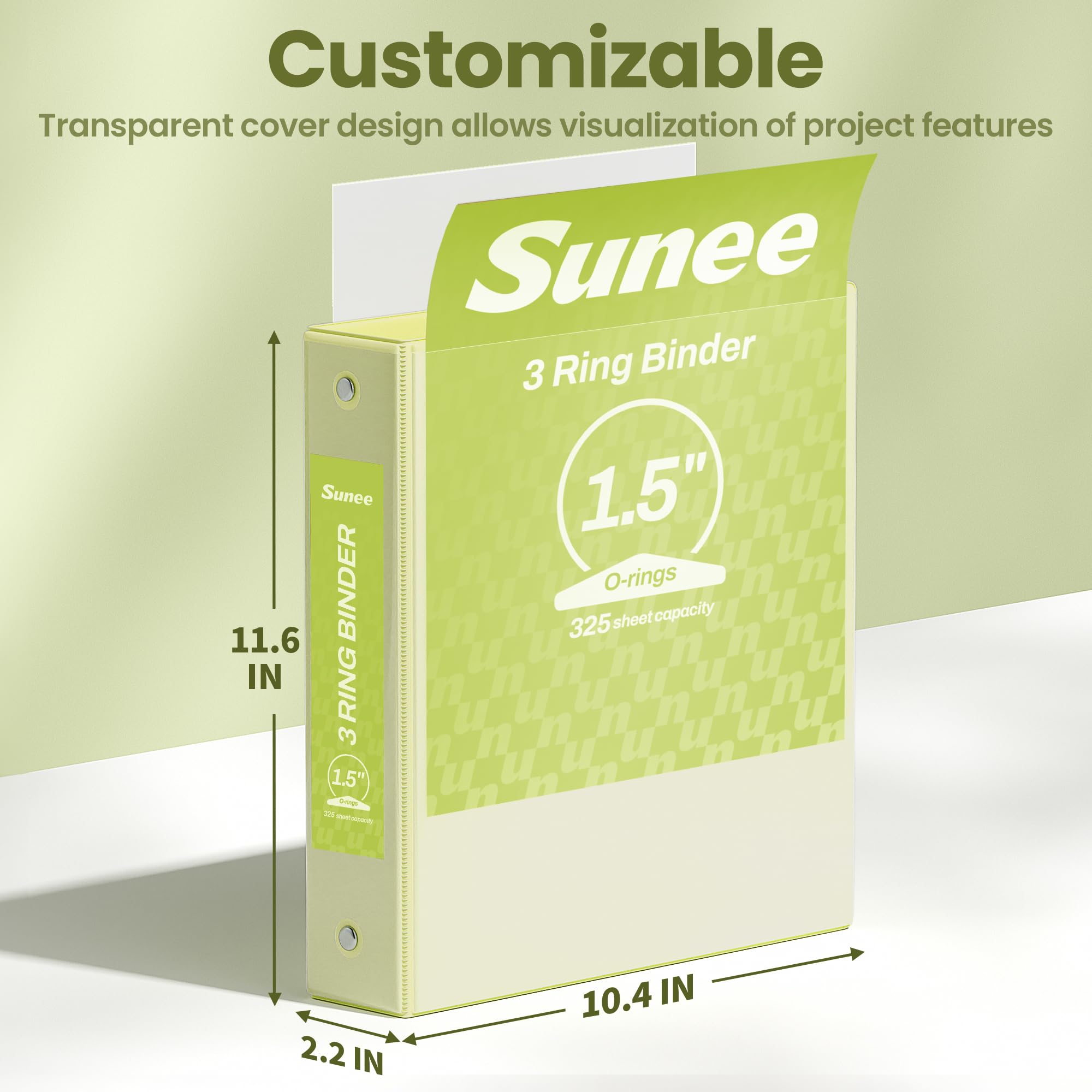 SUNEE 3 Ring Binder 1/2 Inch 1 Pack, Clear View Binder Three Ring PVC-Free (Fit 8.5x11 Inches) for School or Office Supplies, Black