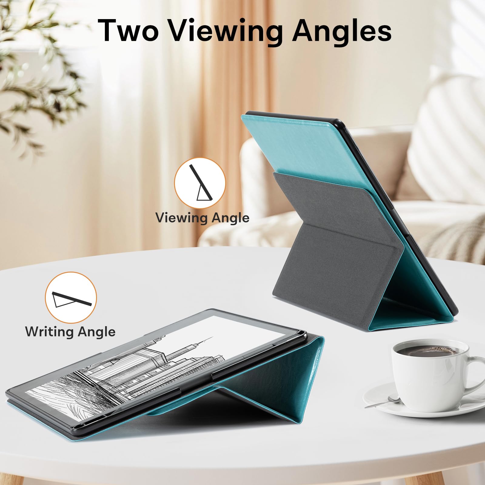 CoBak Stand Case for Kindle Scribe - Premium Folio Leather Cover with Pen Holder, Auto Sleep/Wake - Compatible with 10.2 Inch Kindle Scribe (2022/2024 Release)