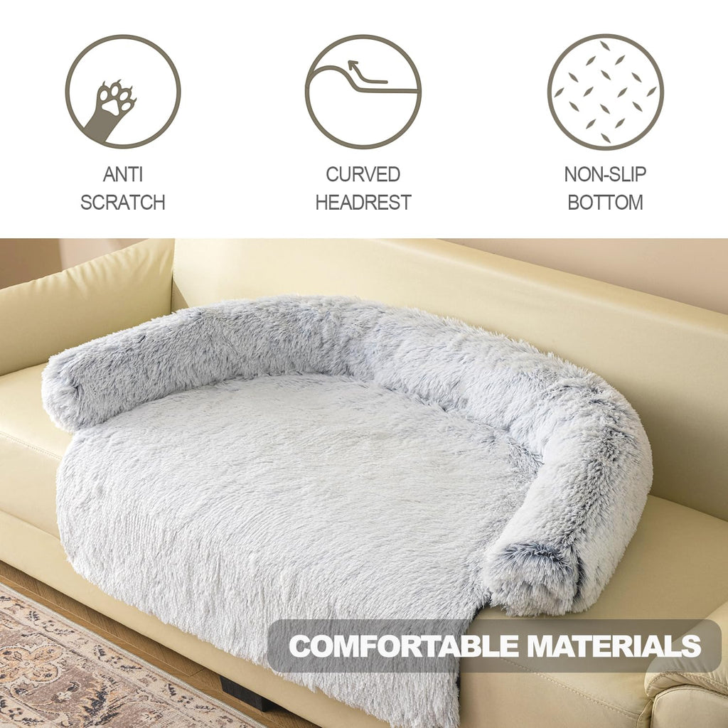 Luxurious Calming Dogs/Cats Bed Mats, Dog Pad Washable Removable Couch Cover, Plush Long Fur Mat for Pets, Waterproof Lining, Perfect for Small, Medium and Large Dogs and Cats (Beige, 31"x23")