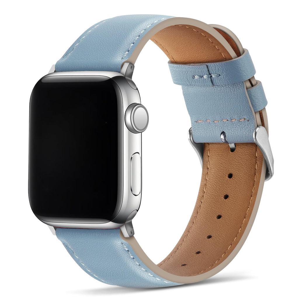 Tasikar Bands Compatible with Apple Watch Band 42mm (Series11/10) 41mm 40mm 38mm Men Genuine Leather Replacement Bands Compatible with Apple Watch SE Series 11 10 9 8 7 6 5 4 3, Black
