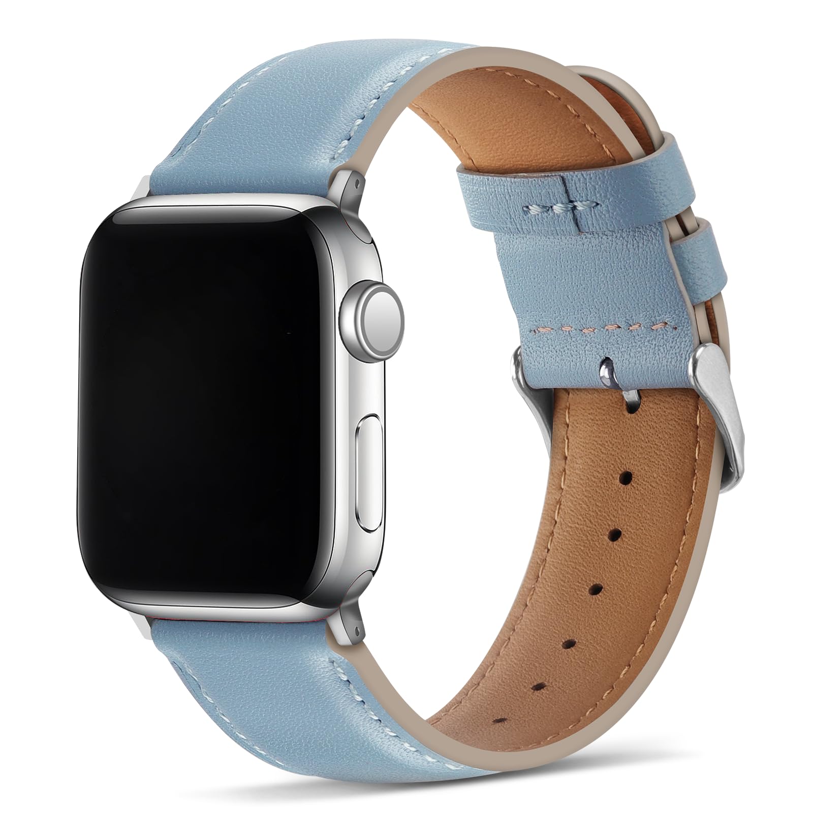 Tasikar Bands Compatible with Apple Watch Band 42mm (Series11/10) 41mm 40mm 38mm Men Genuine Leather Replacement Bands Compatible with Apple Watch SE Series 11 10 9 8 7 6 5 4 3, Black