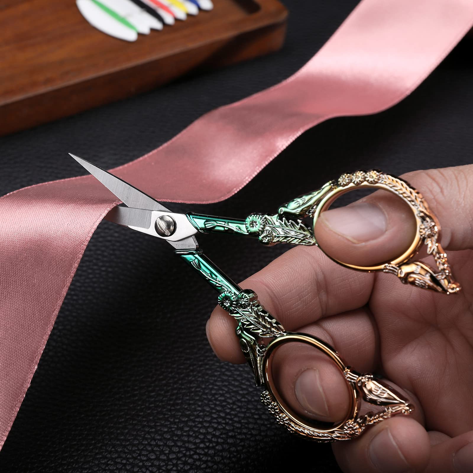 YOUGUOM Small Craft Scissors, Little Travel Sharp Embroidery Scissors All Purpose, Straight Tips Mini Sewing Shears, Precision Detail Thread Cutting Snips