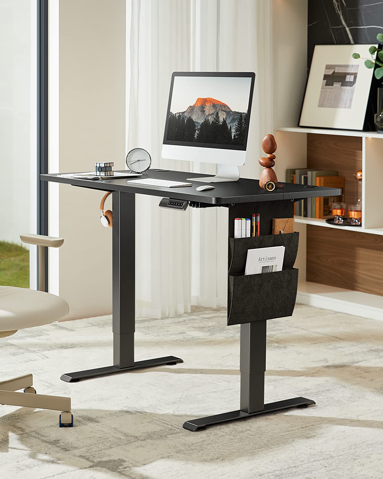 Marsail Standing Desk,Home Office Adjustable Heights Desk,Stand Up Desk,63x24 Inches Desktop Sit Stand Gaming Computer Desk for Study,Writing with 4 Memory Presets,Headphone Hook,Cable Organizer