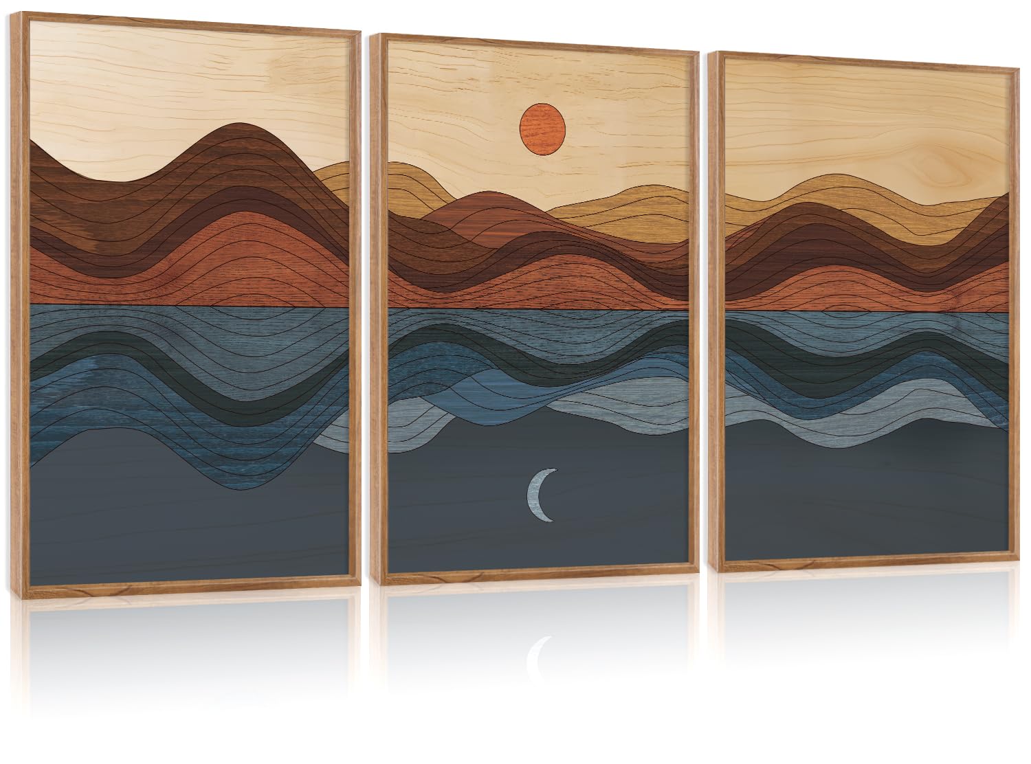 CHDITB Abstract Modern Framed Canvas Wall Art Set, Contemporary Artwork for Home Decor, Neutral Pastel Illustration Wall Painting, Nordic Minimal Zen Art Prints for Living Room Office-16 x24 x3