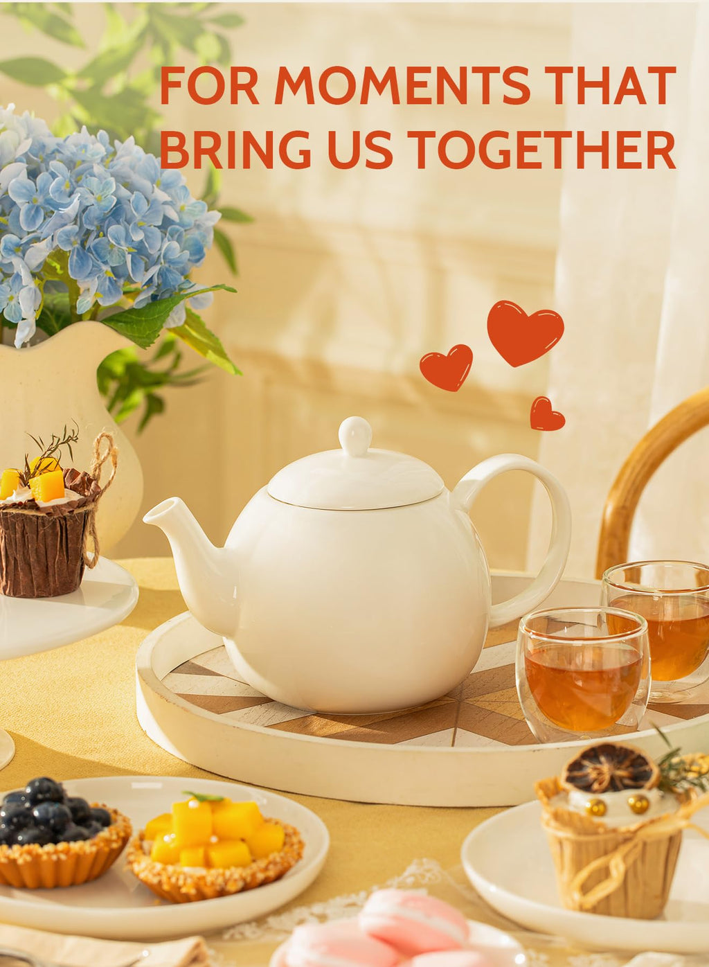 Sweese Porcelain Teapot 27 oz with Infuser for Loose Leaf Tea, Bluish Grey