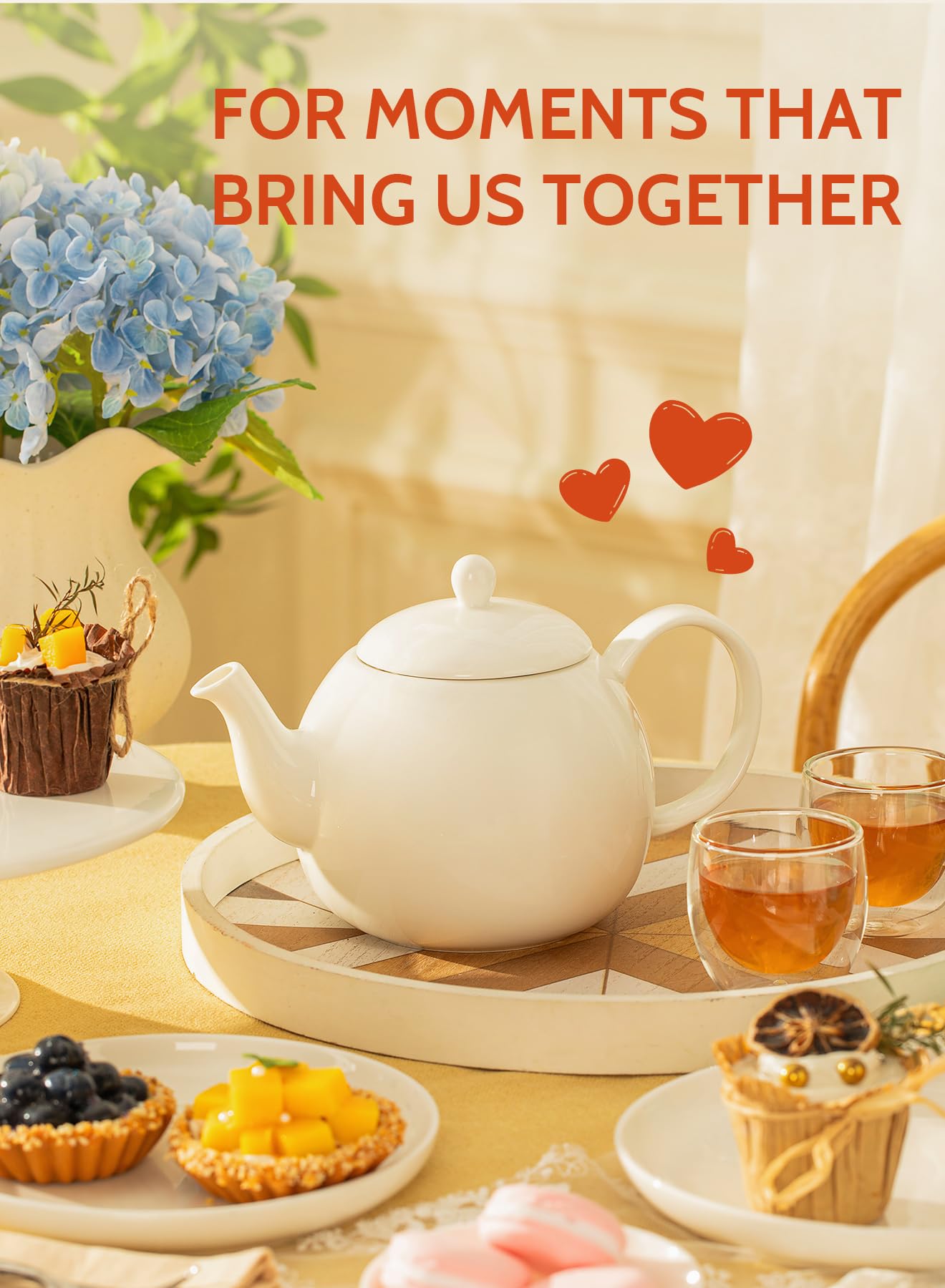 Sweese Porcelain Teapot 27 oz with Infuser for Loose Leaf Tea, Bluish Grey