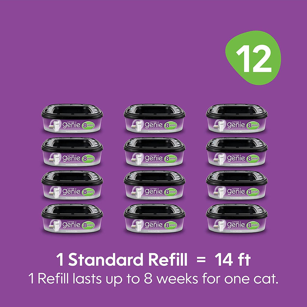 Litter Genie Refill Bags | Jumbo 6-Pack 168 total ft | Up to 24 months of supply in 6 cartridges | Ultimate Odor Control Cat Litter Bags