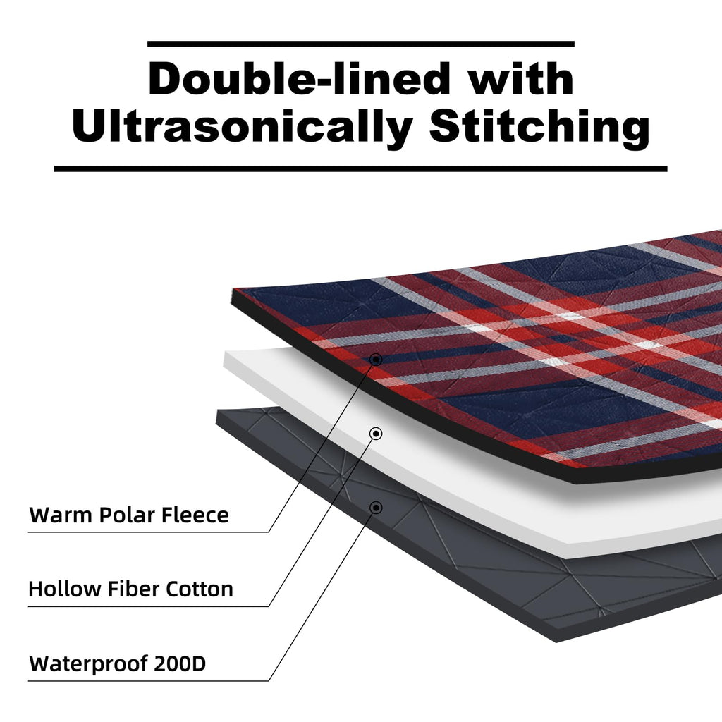 Large Outdoor Waterproof Blanket Extra Thick Fleece Stadium Blanket for Camping, Car, Pet, Picnics - Windproof, Wearable, Machine Washable 80" x 58" (Black Check)