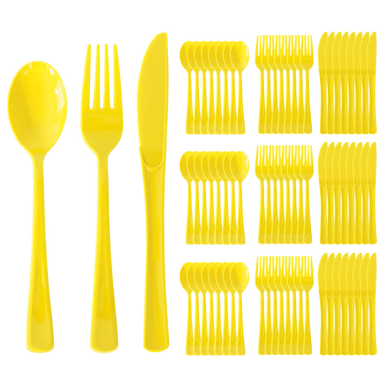 150 Pack Plastic Silverware,Disposable Cutlery Set Heavy Duty Utensil Sets 50 Forks 50 Knives 50 Spoons for Brithday, Wedding,Home School Party Picnics Restaurant Outdoor Events (Black)
