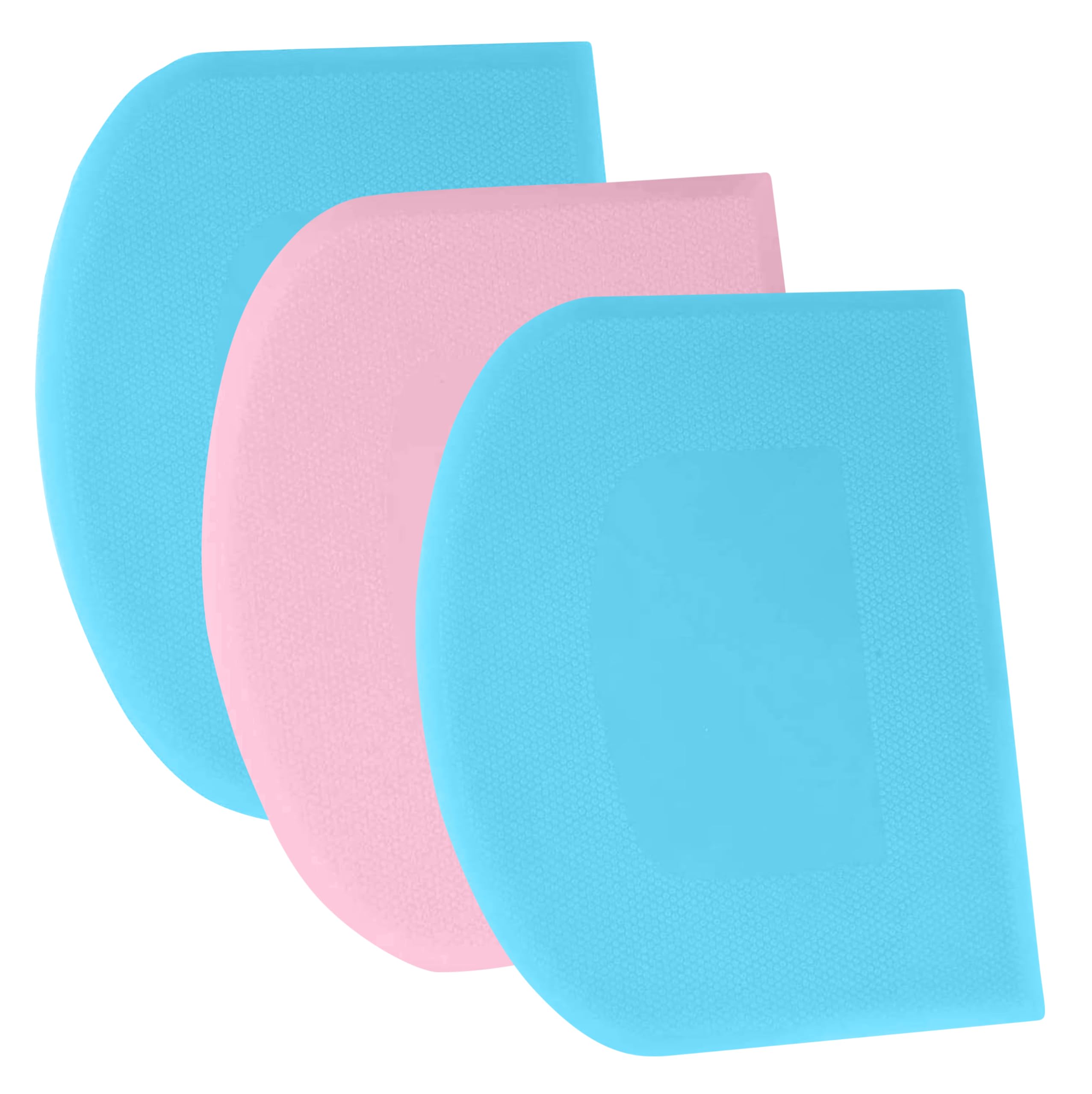 SURDOCA Dough Scraper Bench Scraper - 3P 4.7x3.7" Plastic Flexible Bowl Scraper, Sharp Edge & Angles Cake Scraper. Non-Slip Bakeware Decorating Tools Sculpting & Modeling Tools - Blue+White+Pink