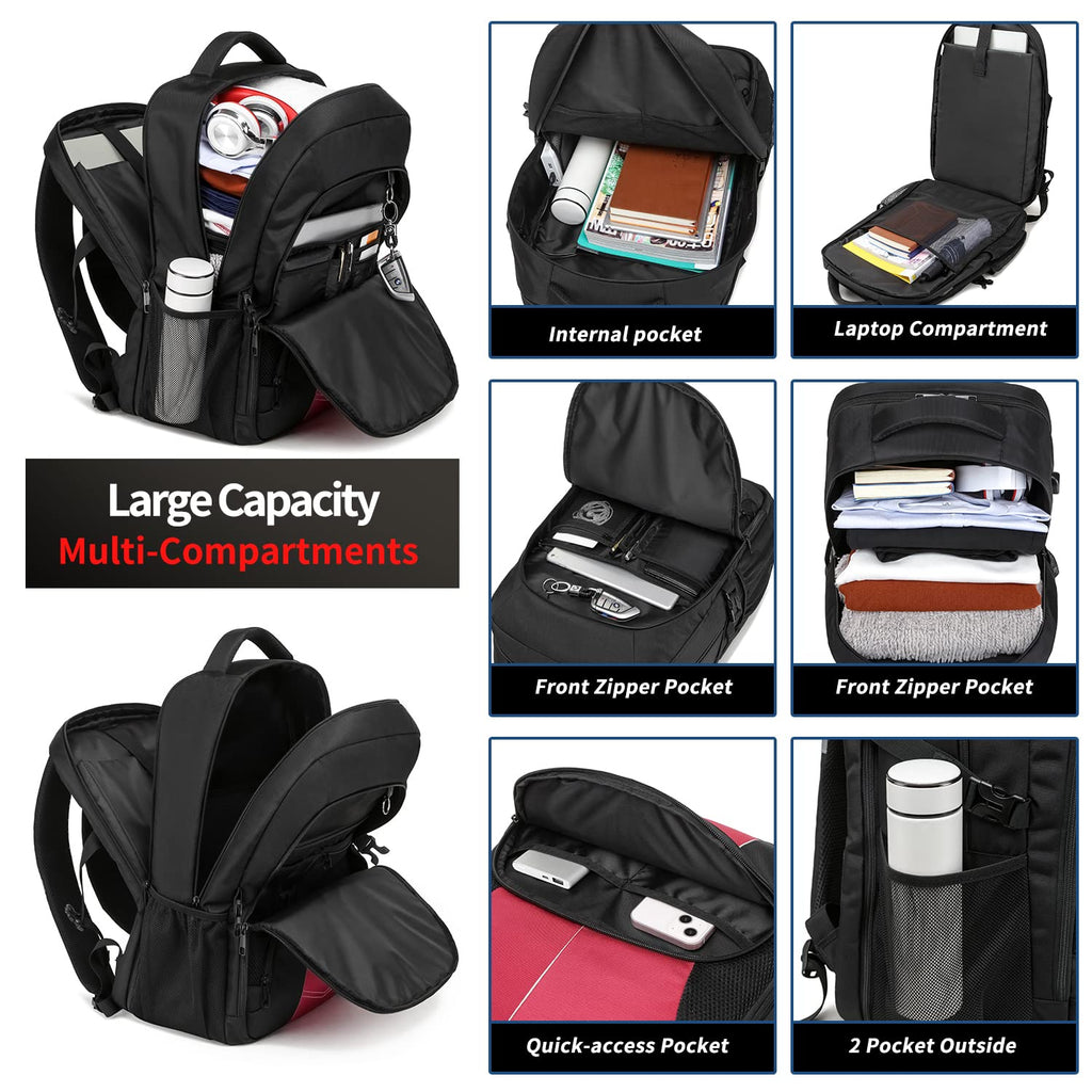 Extra Large Backpack for Men 55L,18.4Inch Travel Laptop Backpack with USB Charging Port Business Flight Approved Carry On Backpack,TSA Big Capacity Heavy Duty Computer Bag College Bookbag,Black
