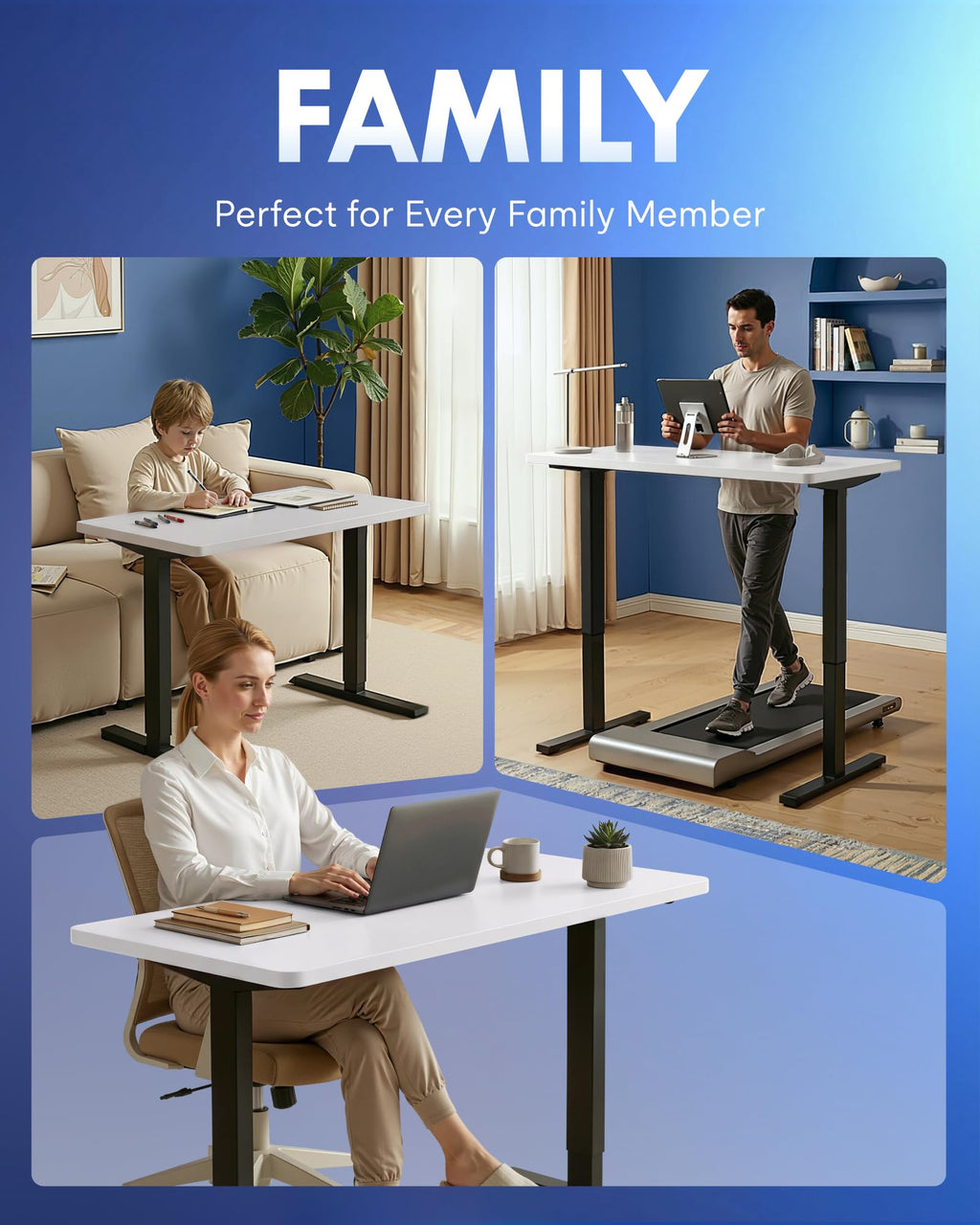 FLEXISPOT EN1 One-Piece Standing Desk, Electric Adjustable with 4 Memory Presets, 176 LBS Capacity, Stable & Quiet, Seamless Desktop for Home Office & Dual Monitors, 40"x24" Black
