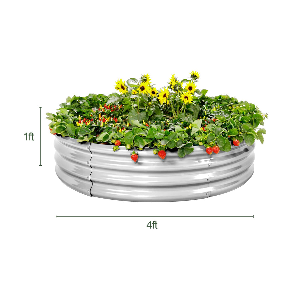 Land Guard Galvanized Raised Garden Bed Kit, Galvanized Planter Raised Garden Boxes Outdoor, Round Large Metal Raised Garden Beds for Vegetables ……
