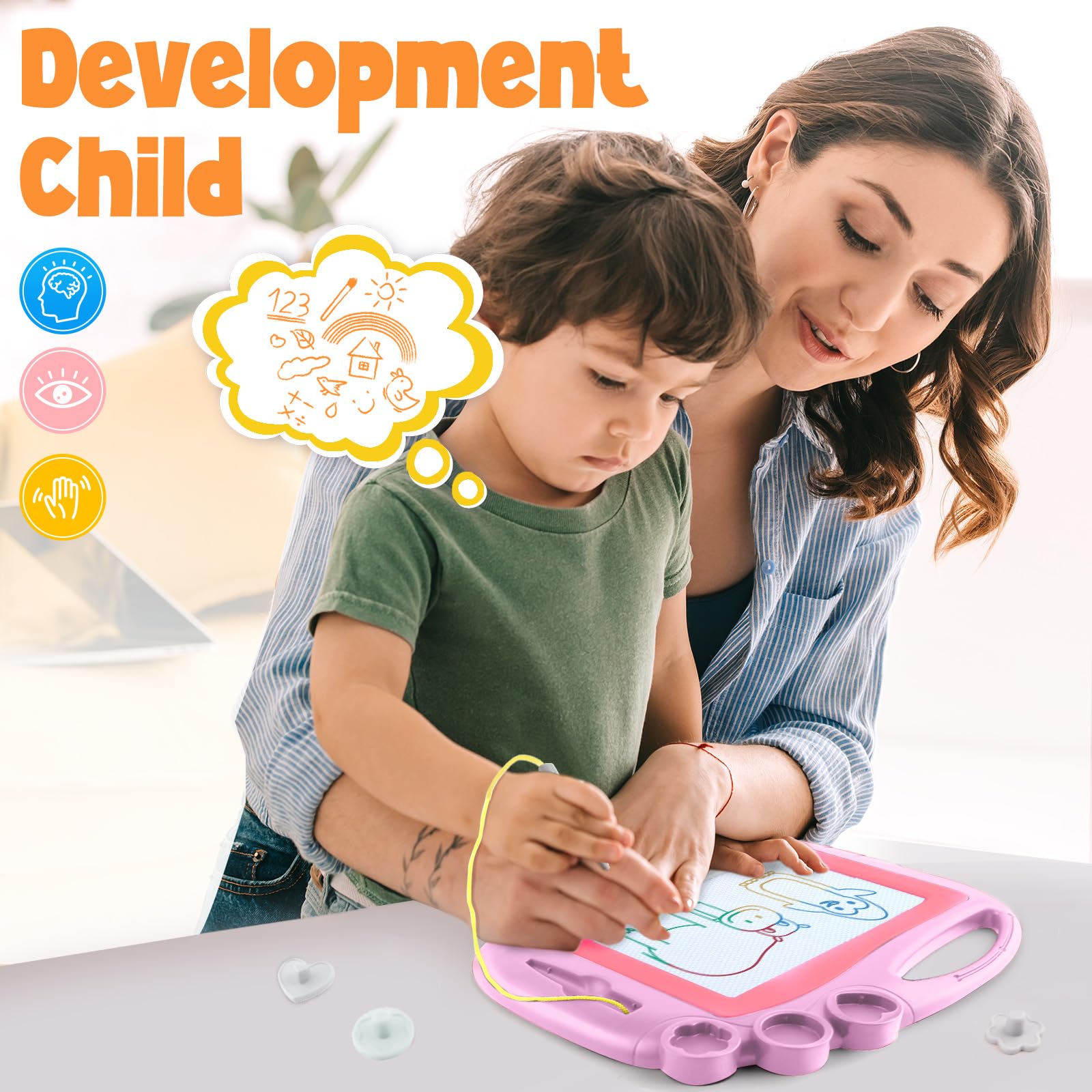 Magnetic Drawing Board, Toddler Toys for Age 1 2 3 Boys Girls, Toddler Drawing Board, Birthday Easter Christmas Halloween Kids Toy Gifts for Boys and Girls