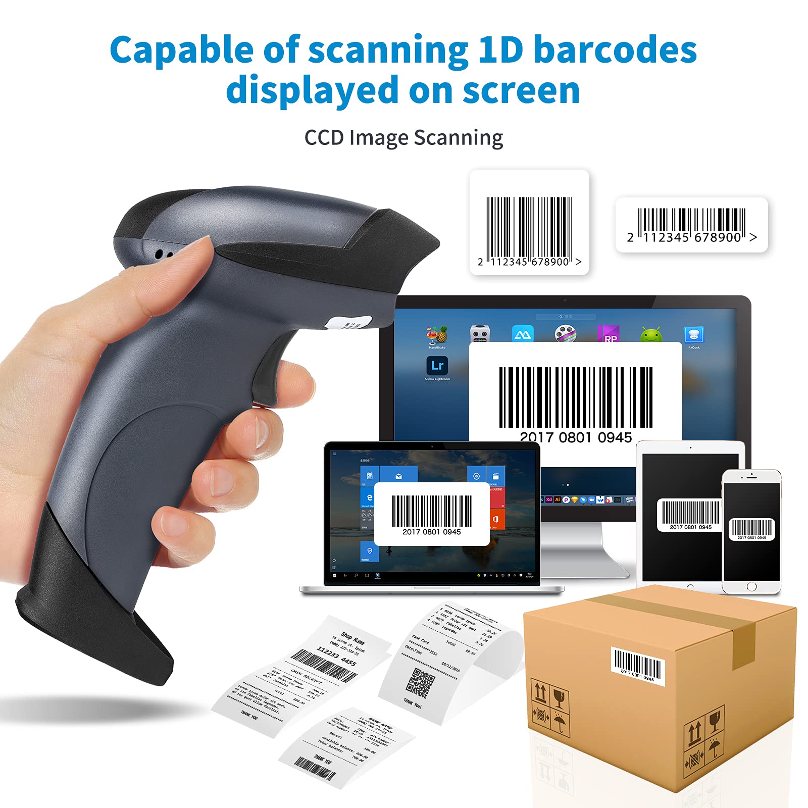 NETUM USB Laser Barcode Scanner, Handheld 1D Wired Bar Code Scanner Scanning UPC EAN Reader Gun Retails for Supermarket, Convenience Store, Warehouse - NT-M1