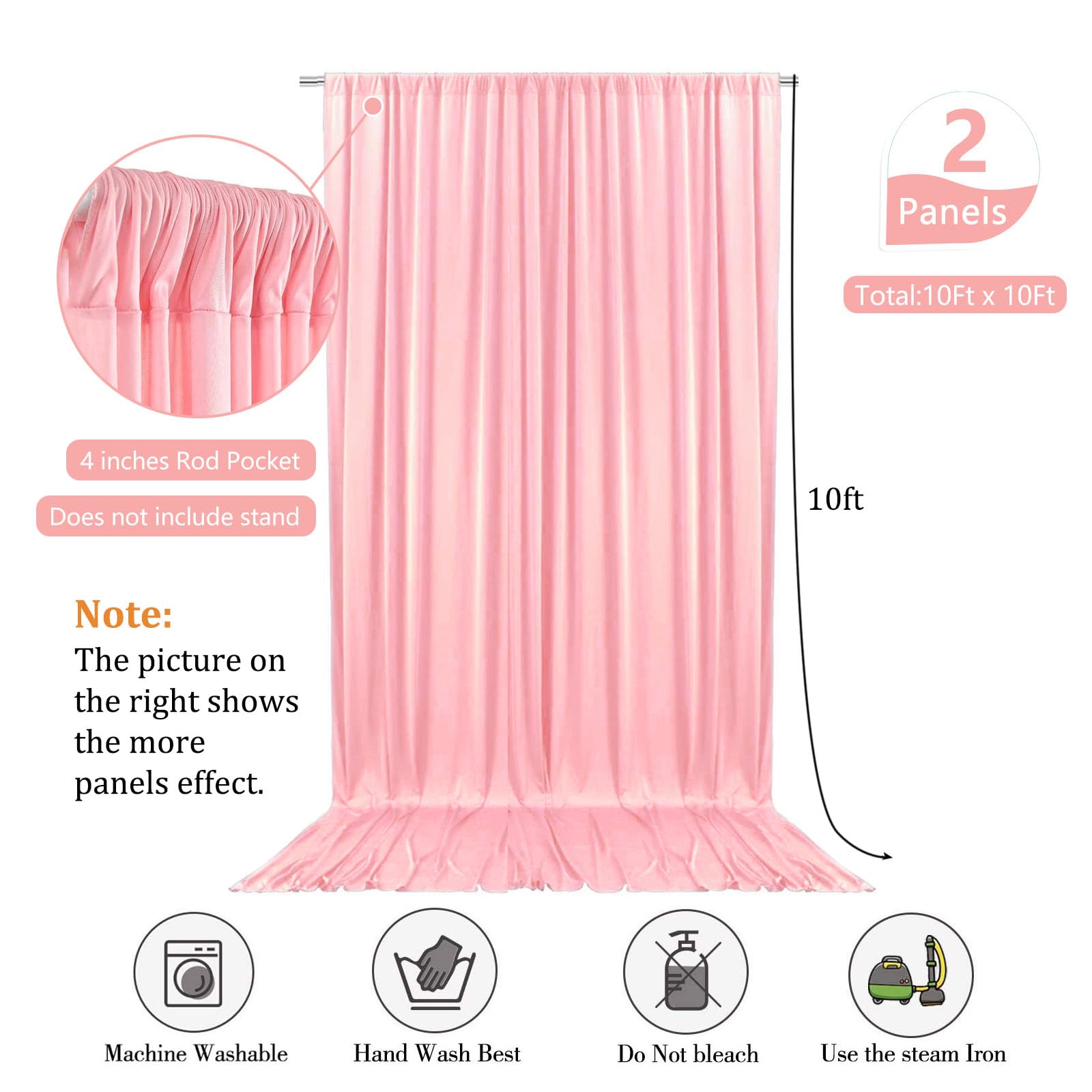 10 x 10 Feet Black A Backdrop Curtain for Partie, Background Curtains for Photoshoot, Birthday, Wedding, Halloween, Thanksgiving, Christmas, New Year Party Decorations 5Ft x 10Ft, 2 Panels