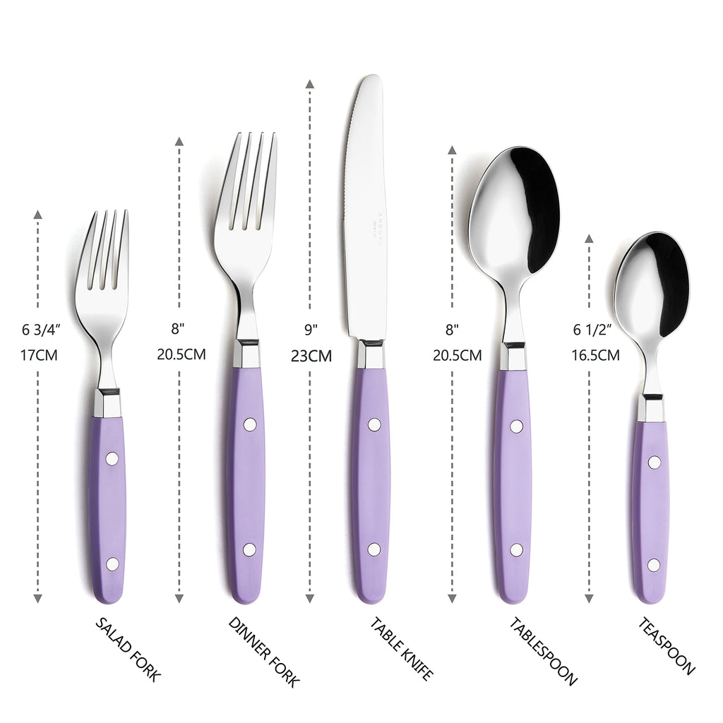 ANNOVA Silverware Set, Retro/Rivet Colorful Stainless Steel Tableware Kitchen Flatware Set Utensils, Includes Dinner Knives, Forks, Spoons, Salad Forks & Dessert Spoons (Brown, 20 Pieces)