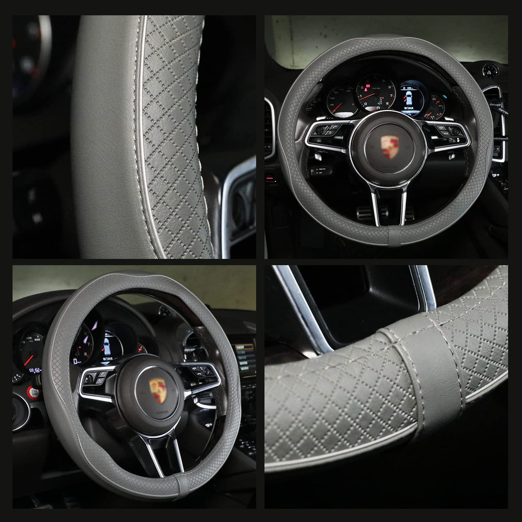 Car Steering Wheel Cover, Anti-Slip, Safety, Soft, Breathable, Heavy Duty, Thick, Full Surround, Sports Style (Black)