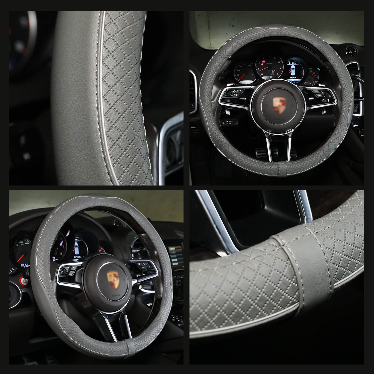 Car Steering Wheel Cover, Anti-Slip, Safety, Soft, Breathable, Heavy Duty, Thick, Full Surround, Sports Style (Black)