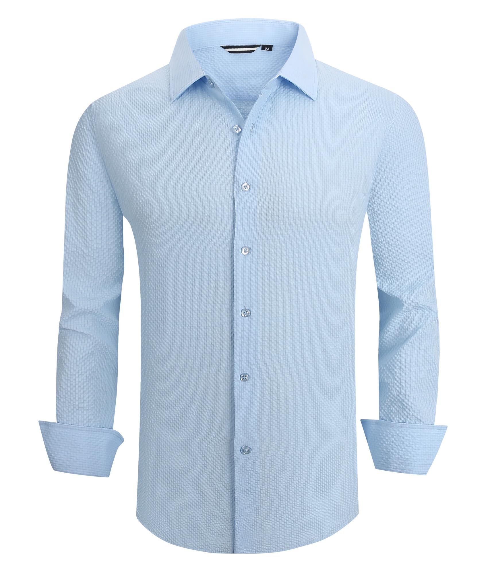 Alex Vando Mens Dress Shirt Wrinkle Free Regular Fit 4-Way Stretch Button Down Shirts