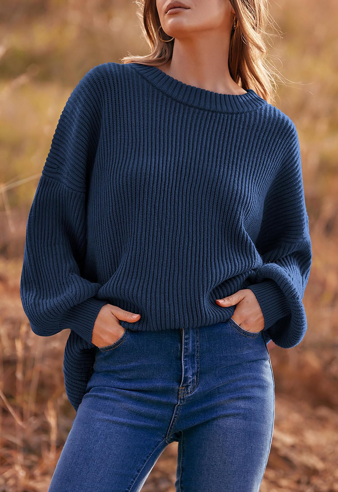 PRETTYGARDEN Womens Sweaters Spring 2026 Oversized Chunky Knitted Pullover Sweater Casual Long Sleeve Crewneck Cute Sweaters