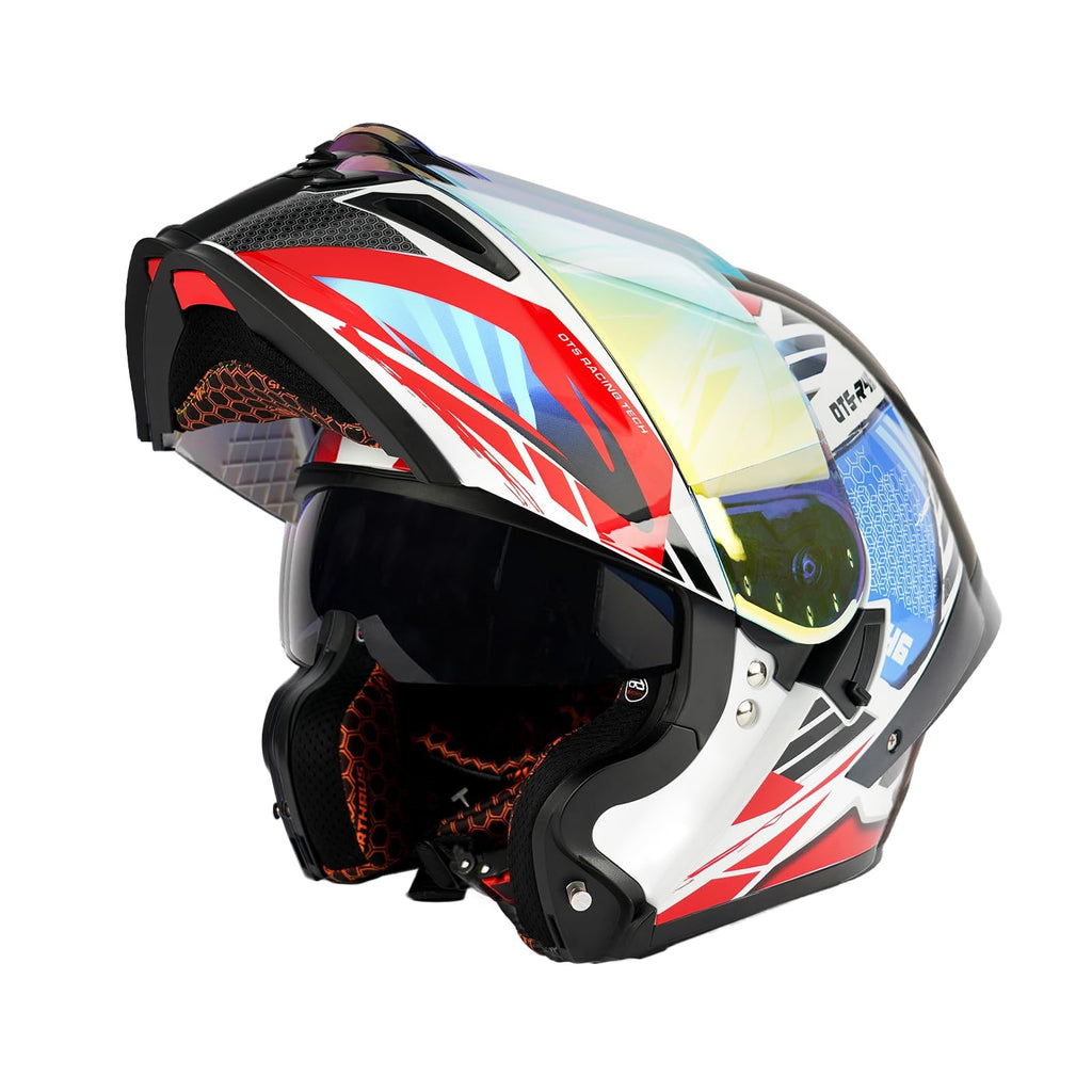 Orthrus Modular LED Full Face Motorcycle Helmet - DOT Approved Flip-Up Dual Visor Sun Shield & Bluetooth Ready for Adults Men Women - Street Bike/Motocross (Dobermann Gold, S)
