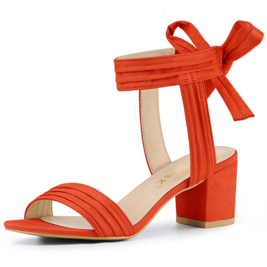 Allegra K Women's Open Toe Ankle Tie Back Block Heels Sandals