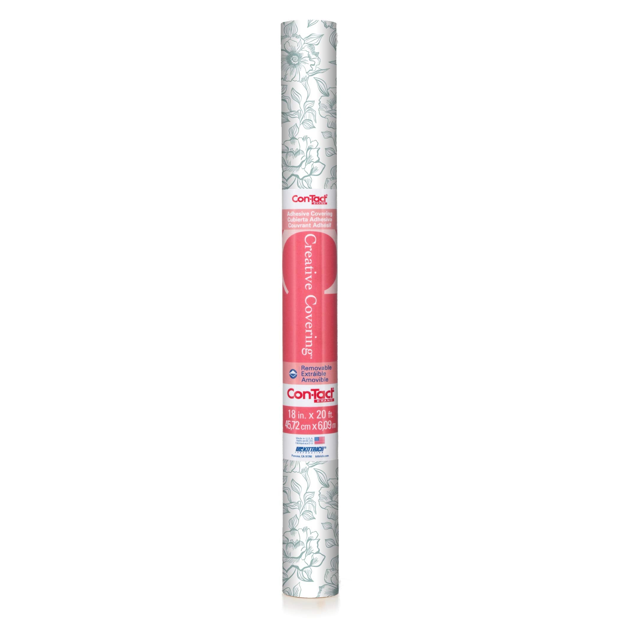 Con-Tact Brand Creative Covering, Self-Adhesive Shelf Liner, Multi-Purpose Vinyl Roll, Easy to Use and Apply, 18'' x 50', Abby Sage