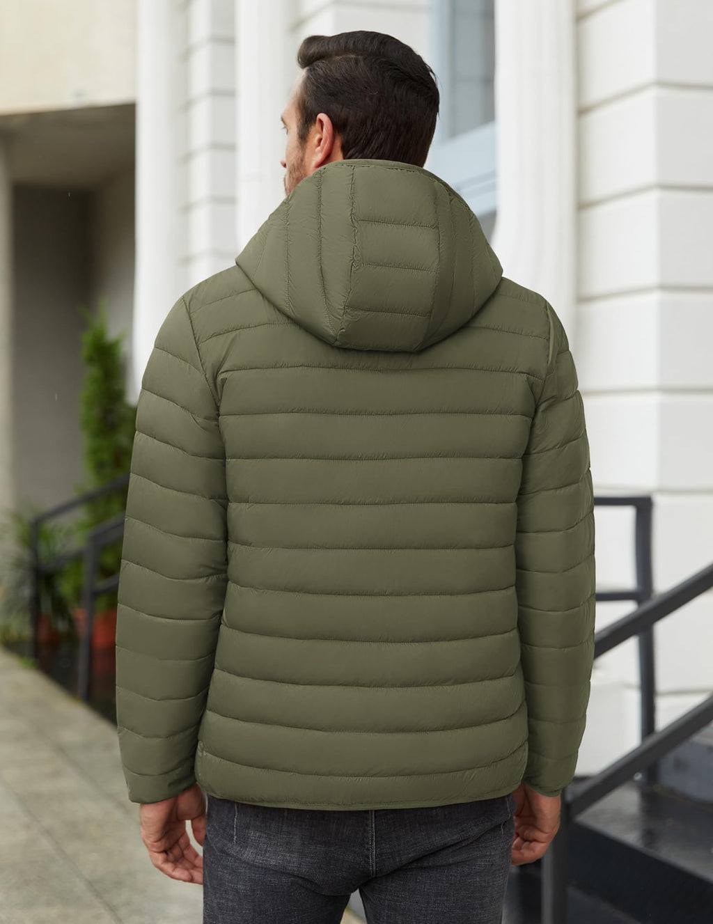 COOFANDY Mens Packable Puffer Jacket Lightweight Hooded Insulated Winter Coat Windproof Zipper Down Jacket