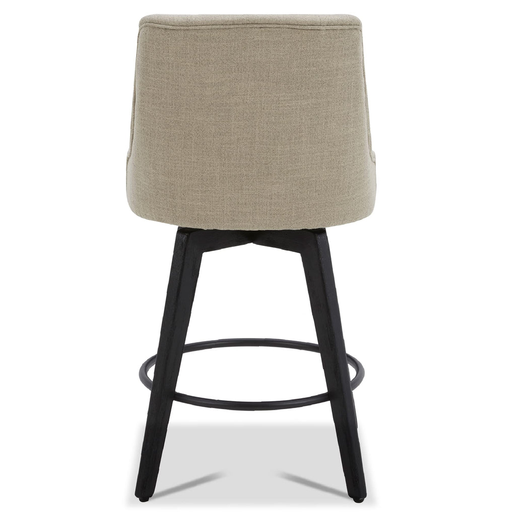 Watson & Whitely Counter Height Bar Stools, Performance Fabric Upholstered Modern Swivel Barstool with Back, Solid Wood Legs, 26" H Seat, Flint Grey