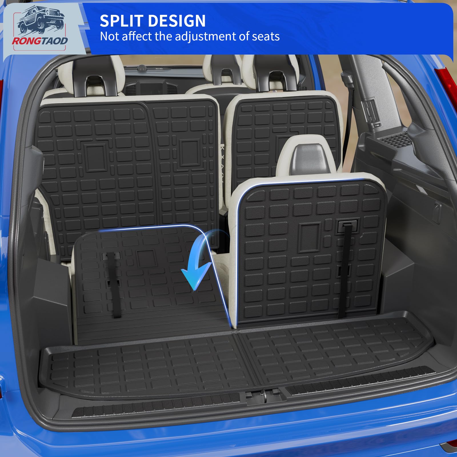 Rongtaod Back Seat Protector Compatible with 2021-2025 2026 Kia Sorento 6&7 Seats Back Seat Cover Kick Mats Cargo Liner Trunk Mat TPE All Weather 2024 Sorento Accessories (2nd Row Backrest Mat)