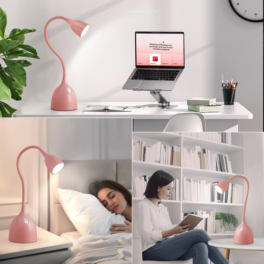 EJIAXIN Gooseneck Desk Lamp 360° LED Flexible Reading Light Small Desk Lamps for Small Spaces Home Office Bedroom College Dorm Desk Bookshelf Nightstand Table Lamp (Purple)