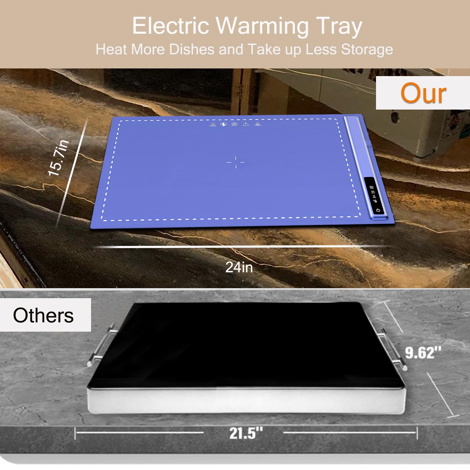 Upgrade Warming Mat for Food with Adjustable Temperature-Portable Electric Warming Tray,Roll Up Silicone Food Warmer for Parties with 3 Temperature Settings,Versatile Food Warmers for Parties Buffet