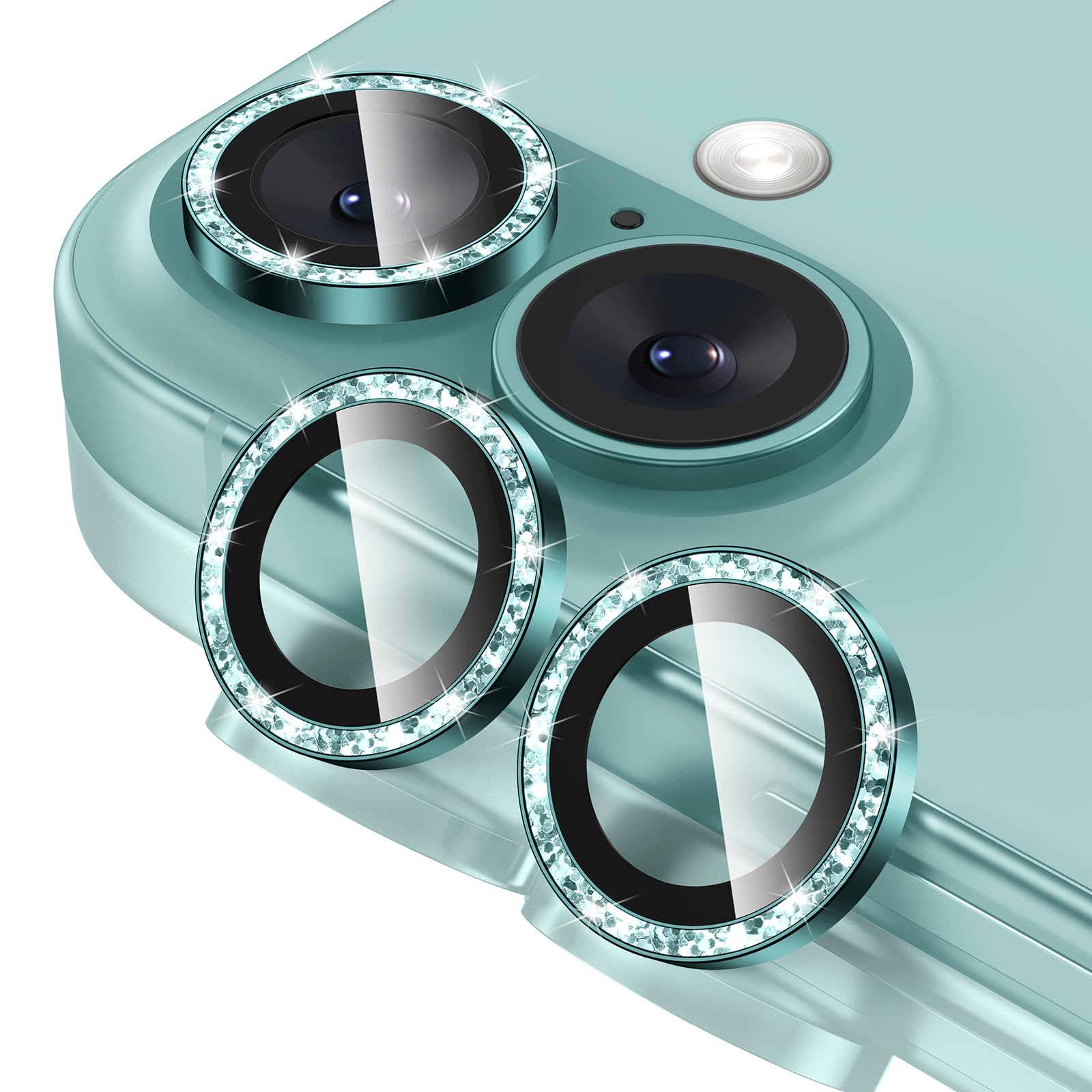 Tensea for iPhone 13 mini/iPhone 13 Camera Lens Protector, 9H Tempered Glass Camera Cover Screen Protector Metal Individual Ring for iPhone 13mini 5.4 inch /13 6.1 inch