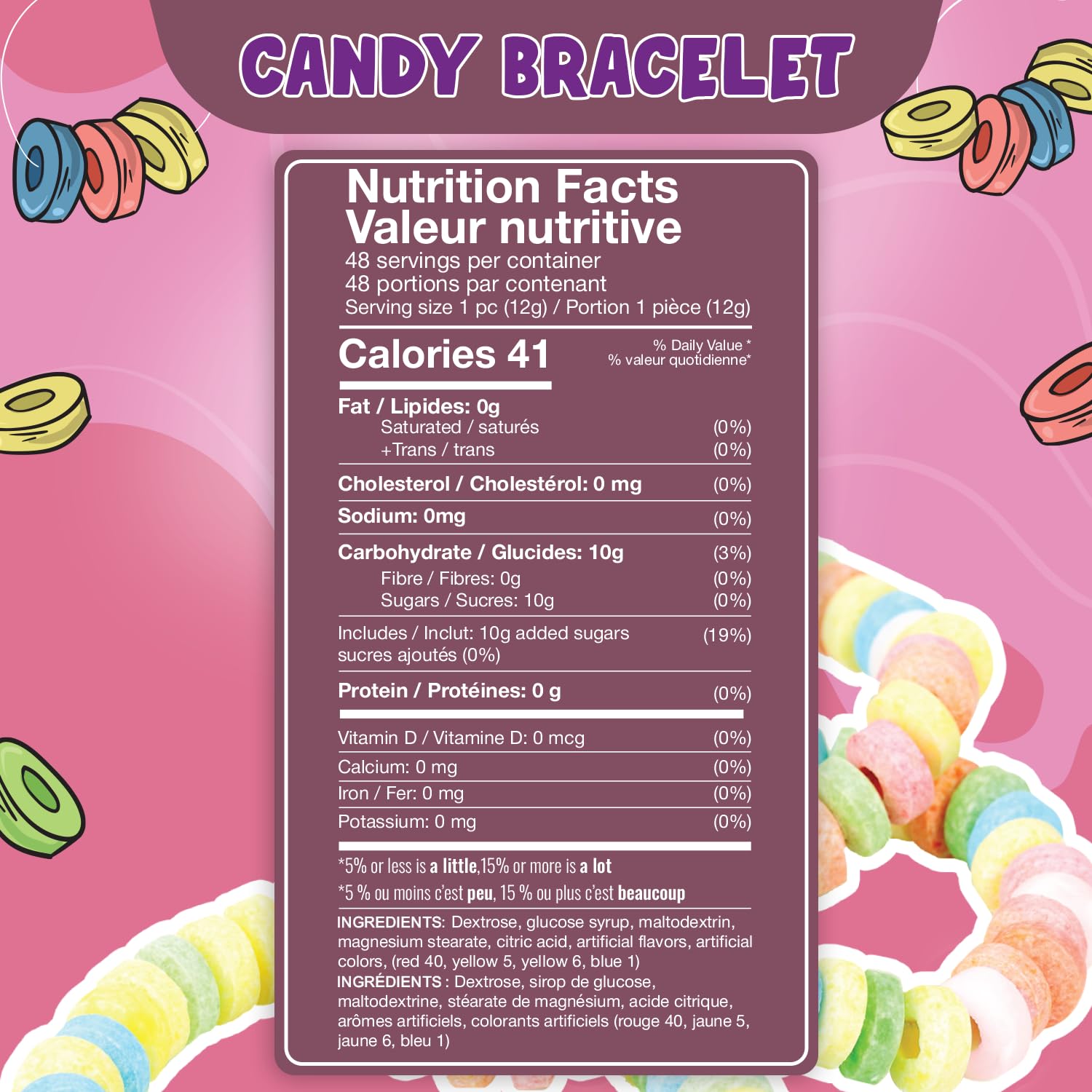 Fresh Finest 48-Count Bulk Candy Bracelets - Individually Wrapped Novelty Candy Bracelets. Perfect for Party Favors, Goody Bags, Candy Buffets, and Retro-Themed Events.