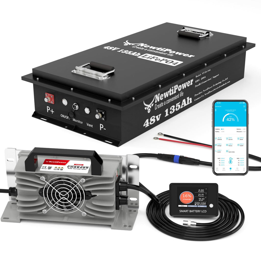 36V 100Ah Golf Cart LiFePO4 Battery with APP&Chager&Monitor,7.6KW Continuous Power Lithium Battery with 200A BMS, Up to 10000+ Rechargeable Cycles, Perfect for golf cart