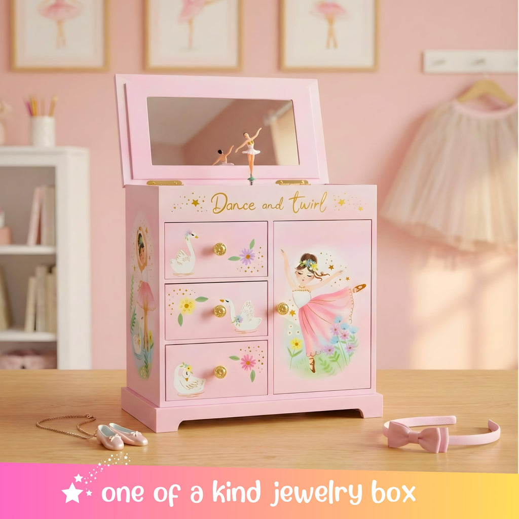 Giggle & Honey® Unicorn Musical Jewelry Box for Girls Unicorn Toys for Girls Age 4-6 Kids Jewelry Box with Drawers