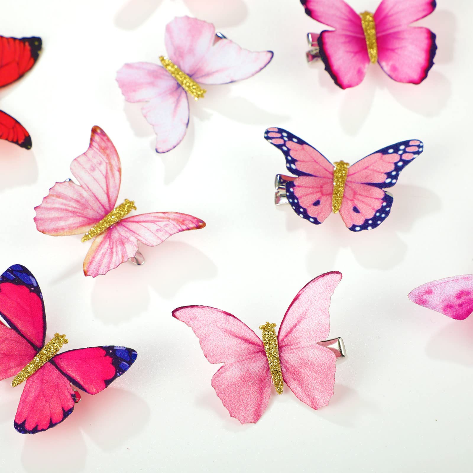 Boao 18 Pieces Glitter Butterfly Hair Clips for Girls Teens Women Hair Accessories (Bright Style)