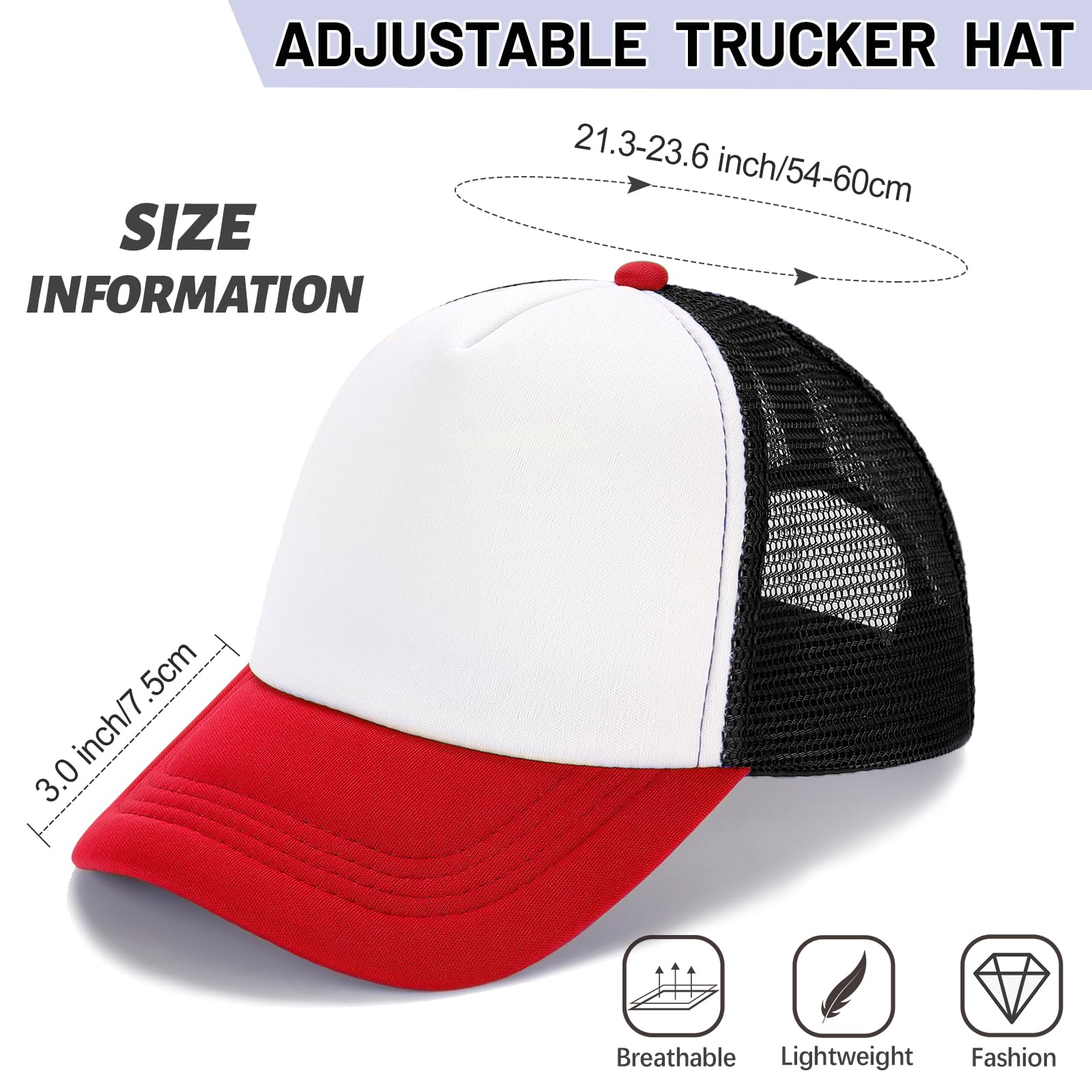 Ultrafun 10 Pack Trucker Hat Mesh Sublimation Blank Hats Adjustable Baseball Caps Hats for Men Women
