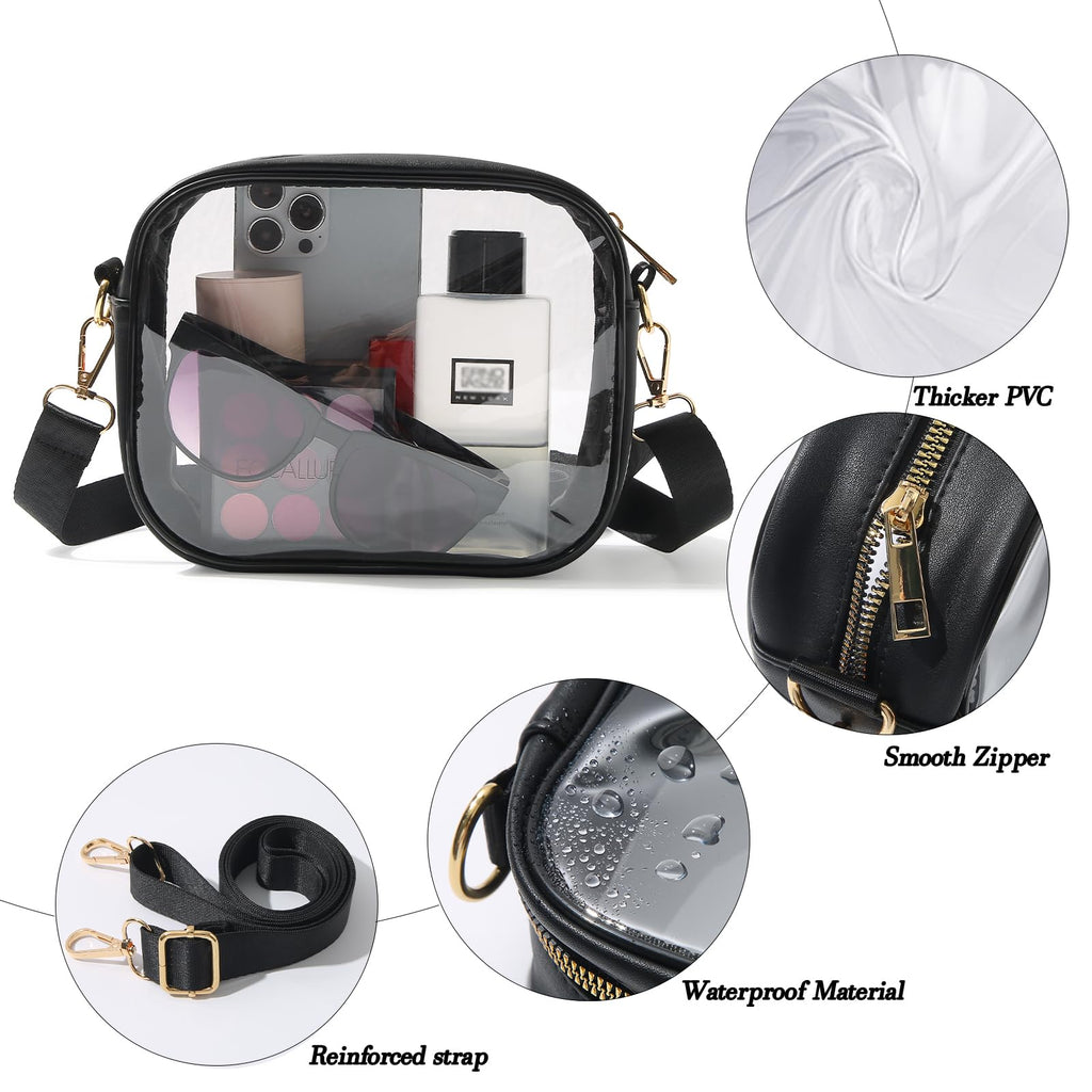 TOBVZOO Clear Bag Stadium Approved, Crossbody Transparent Bag for Concerts Sports Events, Purses for Men & Women