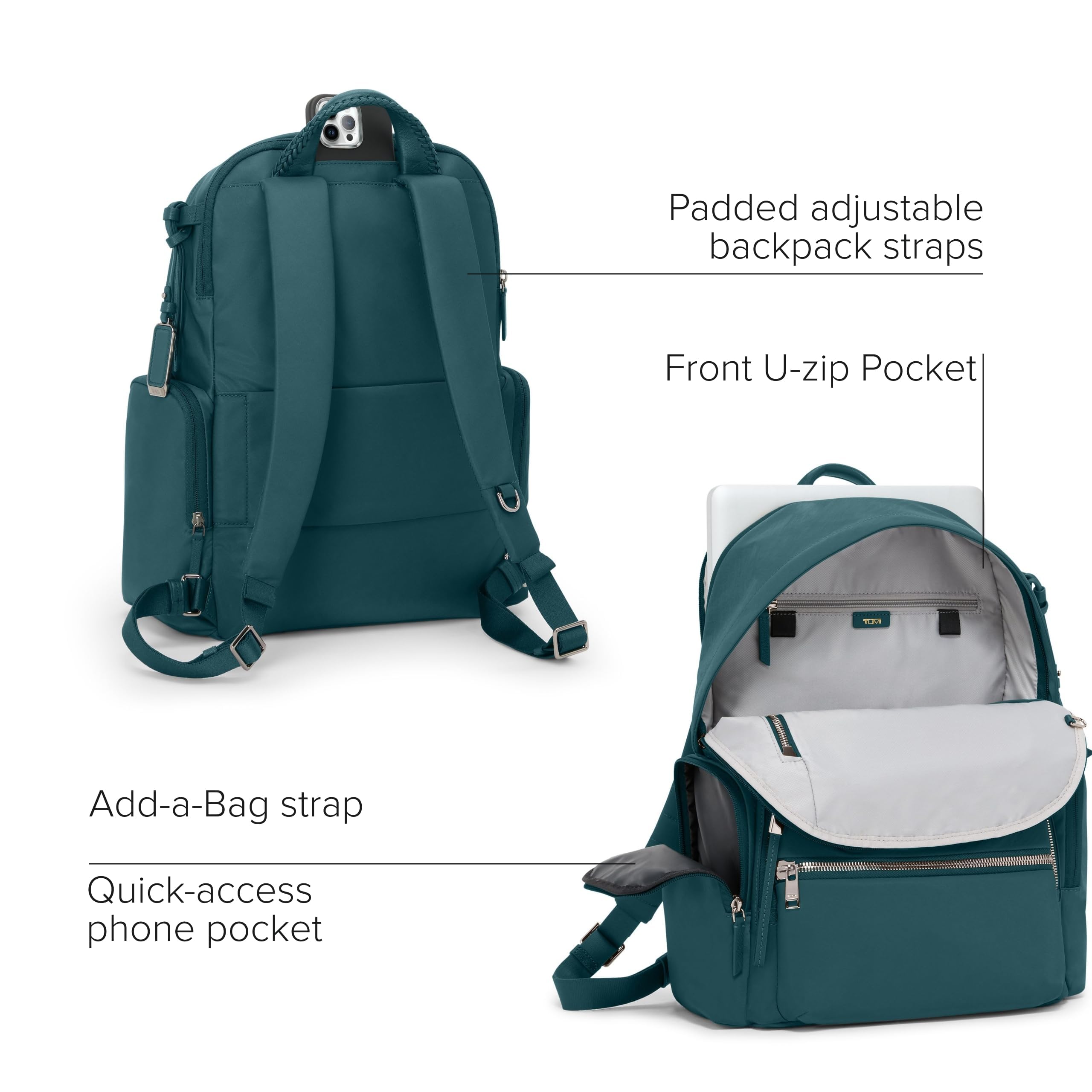 TUMI - Voyageur Celina Backpack - Women's Work and Travel Bag - 16.0" X 10.6" X 6.5" - Holds Up to 16" Laptop - Black & Gold Hardware