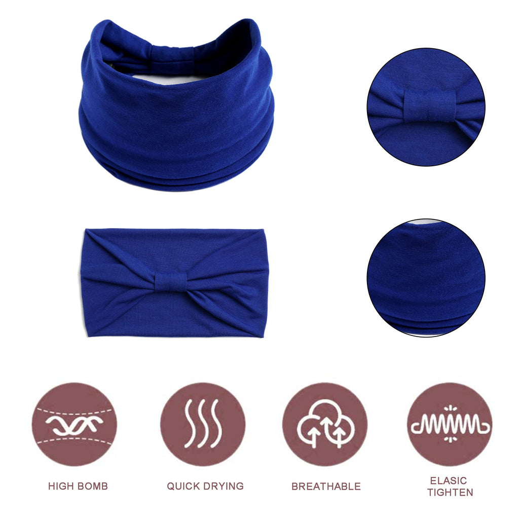 Boho Headbands For Women Fashion Stretch Wide Hair Bands Knoted Turban Head Bands Yoga Running Sweatband Elastic Headband Stylish Wrap Headbands Hair Accessories for Teen Girls 4 Pack