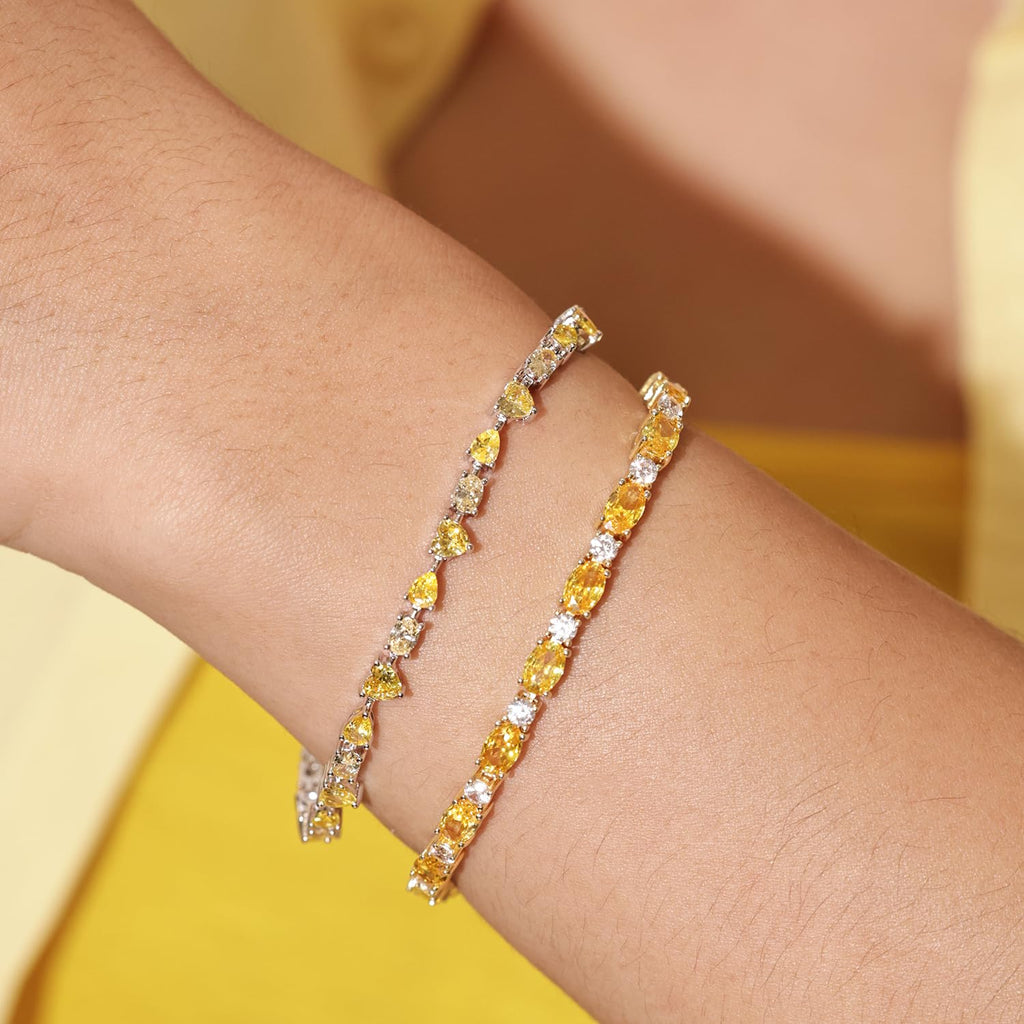 FANCIME Birthstone Bracelets Sterling Silver Tennis Bracelets Charm Fine Jewelry Birthday Gifts for Women 7"