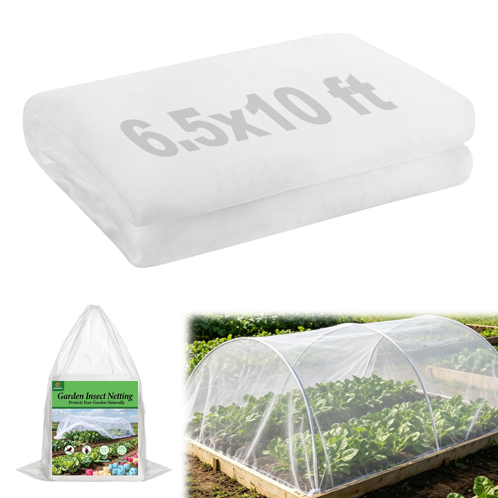 4x10ft Garden Netting - Ultra Fine Mesh Plant Covers to Keep Small Animals Pest Out, Bird Barrier for Protecting Vegetables Fruits Flowers Raised Beds (Without Support Pole)