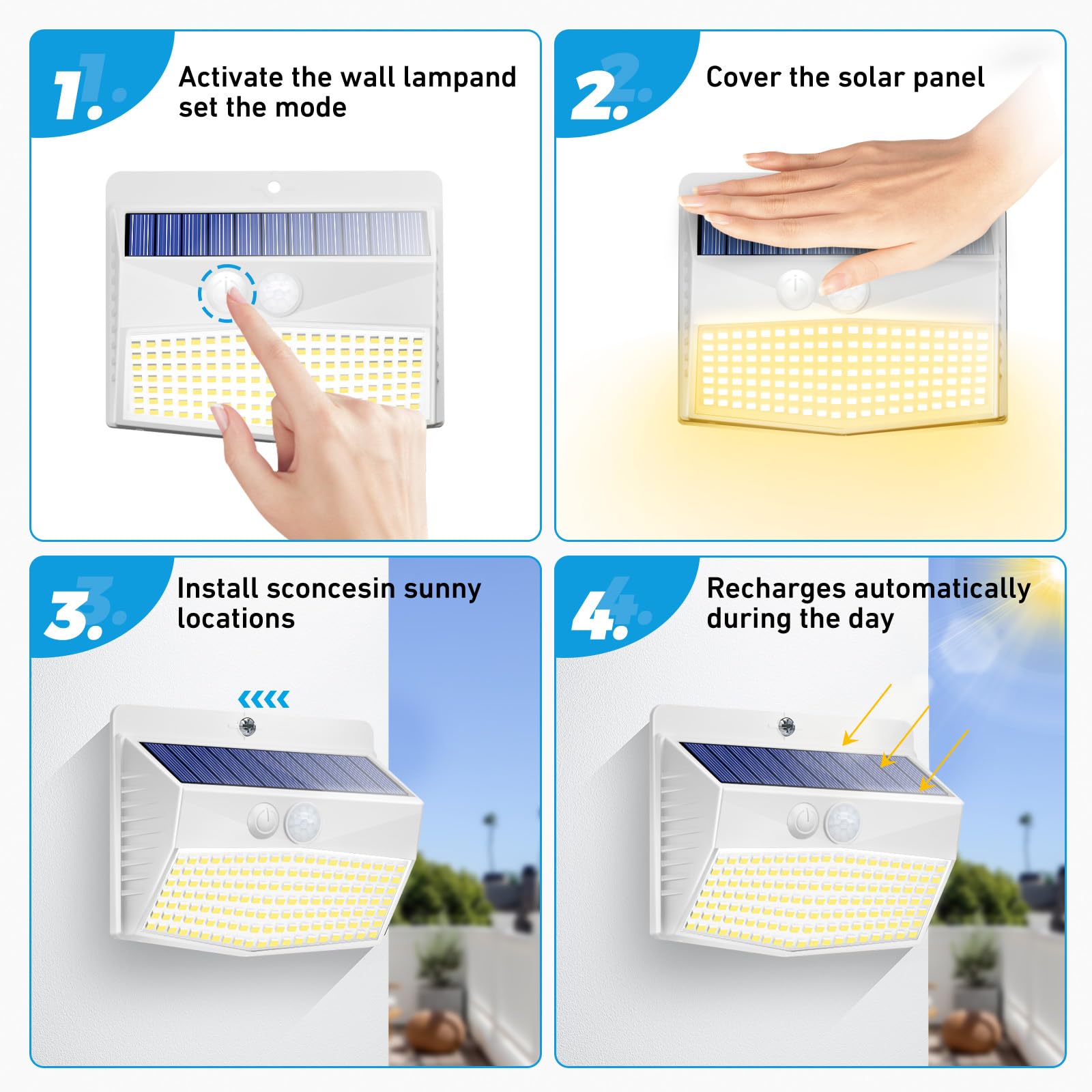 Peasur 1 Pack Solar Motion Lights Outdoor, Solar Security Light with 3 Modes, IP65 Waterproof Flood Lights Outside for Camping Garden Patio Garage Backyard, Brown Warm