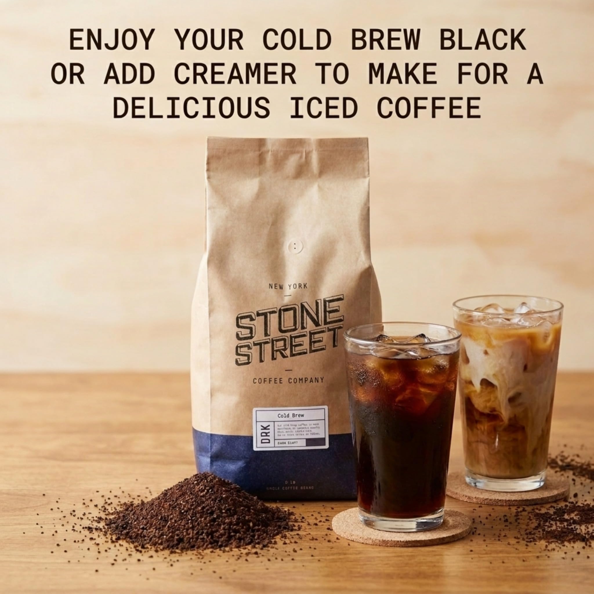 Stone Street Cold Brew Coffee, Low Acid, 100% Arabica, Gourmet Coffee - Breakfast Blend, Medium Roast, Coarse Ground, 2 LB